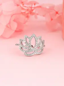 GIVA Rhodium-Plated 925 Sterling Silver Cubic Zirconia Stone Studded Finger Ring