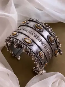 ATIBELLE Silver Plated Kundan German Silver Bangle