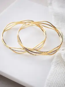 ATIBELLE Set Of 2 Gold Plated Artificial Stones Bangles