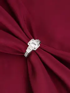 GIVA Rhodium Plated 925 Sterling Silver Stones Studded Finger Ring