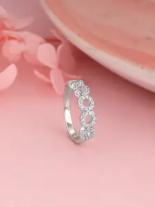 GIVA 925 Sterling Silver Rhodium-Plated Cubic Zirconia Studded Finger Ring
