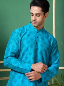 TATTVA Ethnic Motifs Printed Mandarin Collar Straight Short Kurta