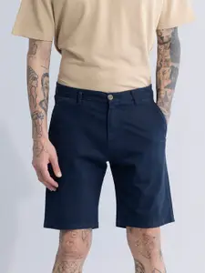 Snitch Men Navy Blue Slim Fit Mid-Rise Cotton Regular Shorts