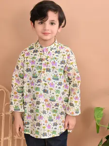 Superminis Boys Floral Printed Cotton Kurta