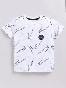 Ginie Boys Typography Printed Round Neck Cotton T-shirt