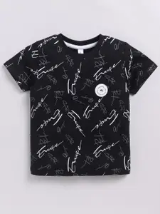 Ginie Boys Typography Printed Round Neck Cotton T-shirt