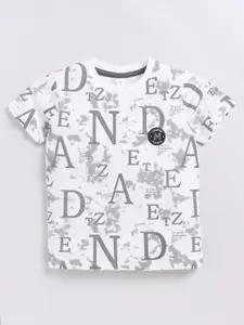 Ginie Boys Typography Printed Round Neck Cotton T-shirt
