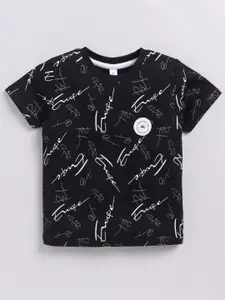 Ginie Boys Typography Printed Round Neck Cotton T-shirt