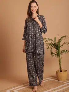Indreams Floral Printed Pure Cotton Night Suit