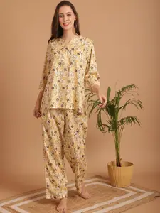 Indreams Floral Print Pure Cotton Night suit