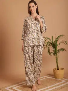 Indreams Floral Printed Pure Cotton Night Suit