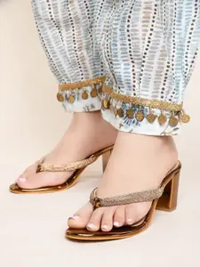 XE Looks Embellished Open Toe Block Heels