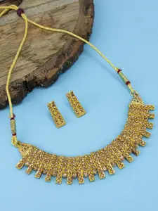 PRIVIU Gold-Plated Cubic Zirconia Studded Necklace and Earrings