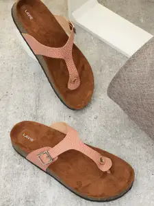 Lavie Textured Buckle Detail Open Toe Flats