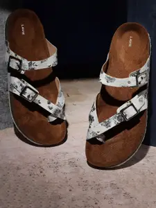 Lavie Printed One Toe Flats with Buckles