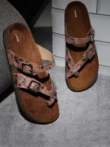 Lavie Printed Buckle Detail One Toe Flats