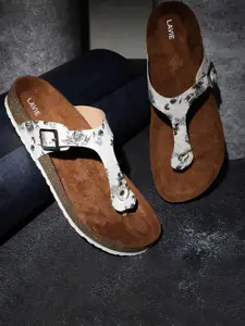 Lavie Printed T-Strap Flats with Buckles