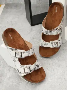 Lavie Printed Open Toe Flats with Buckles