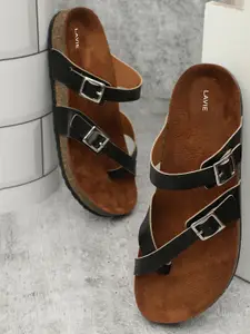 Lavie Textured Buckle Detail One Toe Flats