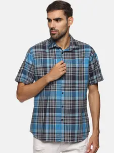 DON VINO Comfort Tartan Checked Spread Collar Spread Collar Cotton Formal Shirt