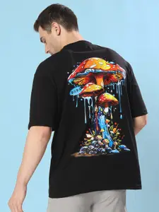 WEARDUDS Fantasy Mushroom Printed Drop-Shoulder Sleeves Pure Cotton Oversized T-shirt