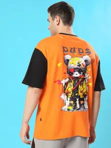 WEARDUDS Teddy Bear Printed Drop-Shoulder Sleeves Oversized T-shirt