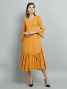 Kushi Flyer Bell Sleeve Georgette Fit & Flare Midi Dress