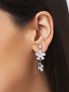 Globus Silver-Plated Floral Drop Earrings