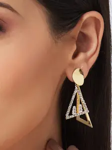 Globus Gold-Plated Triangular Cubic Zirconia Drop Earrings