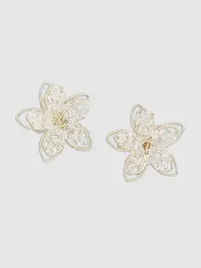 Globus Gold-Plated Artificial Beads-Beaded Floral Studs Earrings