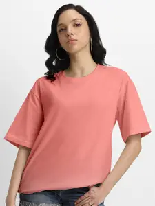 JUNEBERRY Pure Cotton Bio Finish Drop Shoulder Sleeves Oversized T-shirt