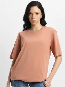 JUNEBERRY Pure Cotton Bio Finish Drop Shoulder Sleeves Oversized T-shirt