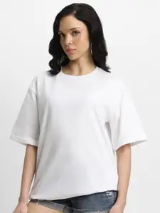 JUNEBERRY Pure Cotton Bio Finish Drop Shoulder Sleeves Oversized T-shirt