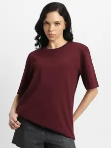 JUNEBERRY Pure Cotton Bio Finish Drop Shoulder Sleeves Oversized T-shirt