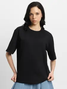 JUNEBERRY Pure Cotton Bio Finish Drop Shoulder Sleeves Oversized T-shirt