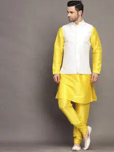 Utsav Fashion Mandarin Collar Long Sleeves Straight Kurta with Churidar & Jacket
