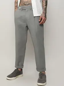 Campus Sutra Men Relaxed Mid Rise Easy Wash Cotton Trousers