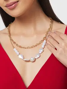 Globus Gold-Plated Pearl Beaded Layered Necklace