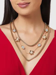 Globus Gold Toned Pearls Gold Plated Layered Necklace