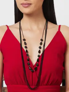 Globus Black Artificial Beads Layered Necklace
