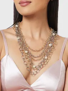 Globus Gold-Plated Pearls Beaded Layered Necklace