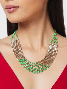 Globus Gold-Plated Stone Studded & Beaded Layered Necklace