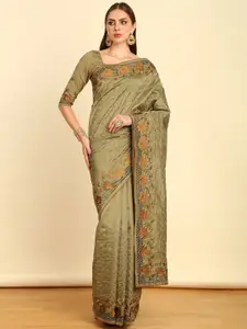 Soch Floral Embroidered Tussar Saree