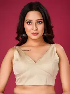 flaher V-Neck Silk Sleeveless Saree Blouse