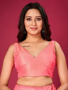 flaher V-Neck Silk Ready To Wear Saree Blouse