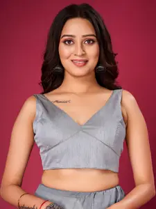 flaher V-Neck Silk Ready To Wear Saree Blouse