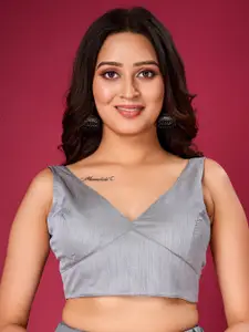 flaher V-Neck Silk Ready To Wear Saree Blouse