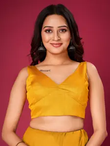 flaher V-Neck Silk Ready To Wear Saree Blouse