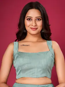 flaher Square Neck Silk Ready To Wear Saree Blouse