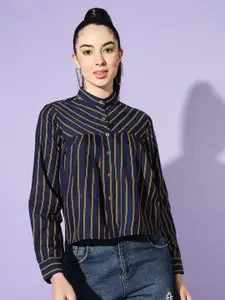 Slenor Women Boxy Opaque Striped Casual Shirt